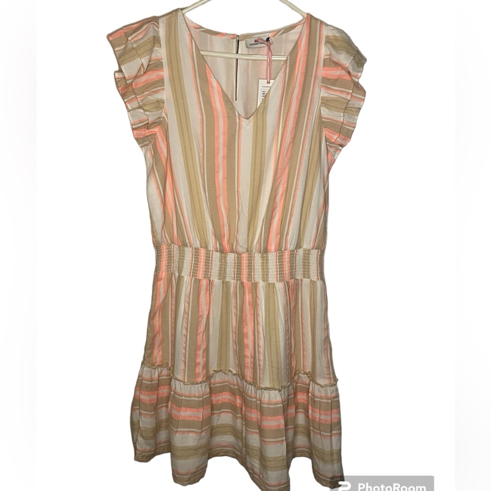 NWT Vineyard Vines Linen Stripe Tiered Dress- Women’s Medium